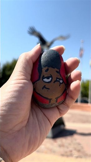 Move it, football head... Gerald from Hey Arnold! just stole the spotlight. 😎 #rockpainting #art
