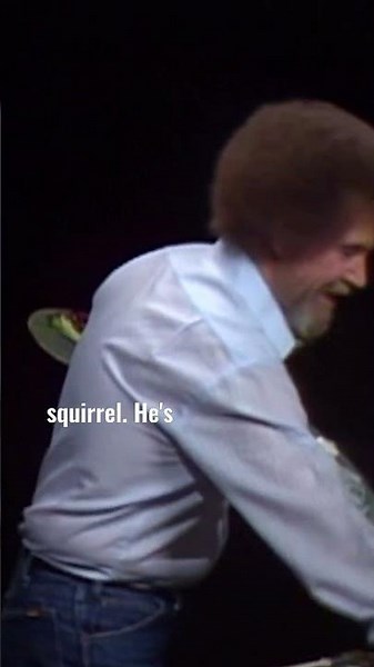 Bob Ross adds tree trunks to his happy trees #paintlikebobross #art #bobross