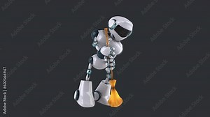 Fun 3D robot maid doing the cleaning (with alpha channel included)