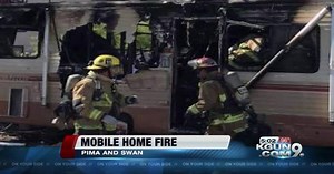 Mobile home fire sends one to the hospital