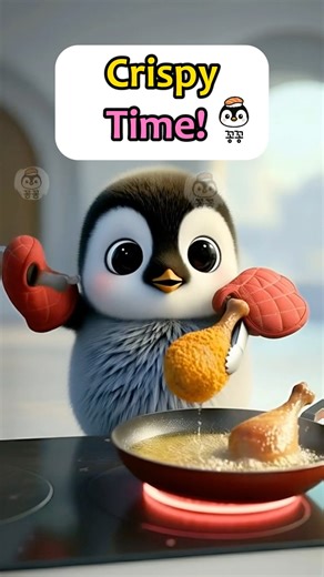 Crispy Time 🍗 | Penguin Kkongkkong Cooking Fried Chicken ASMR #shorts