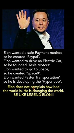 Be like Elon — stop complaining, start creating. 🚀Dream it. Build it. Change the world.