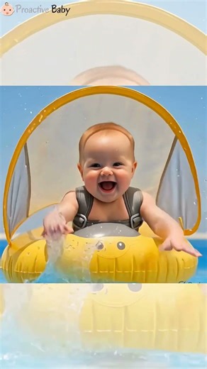 Mambobaby Float For Newborn Toddler Swimming Float With Canopy Yellow Duck
