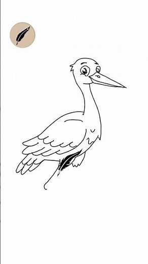 How to Draw a Stork 🦢 Easy Step by Step Bird Drawing for Kids & Beginners #lidoartworks s
