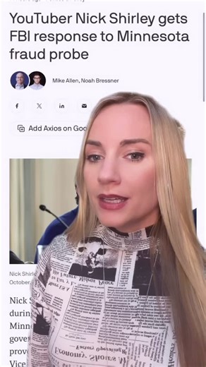 Ivory Hecker on Instagram: "Fantastic reporting on the Minnesota fraud by @nickshirley. No surprise that @axios is belittling this coverage. FBI says this only touches the surface of the fraud👀 should I hit the streets of Minneapolis to uncover more? And if it’s happening in Minnesota, what other states have overlooked such fraud?👀👀 Btw: My independent journalism class starts January 19th. Comment “LINK” for a free course overview. #mnfraud #independentjournalism #minnesotanice"