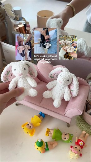 crochet cute bunny keychains with me by joining my club - *stitch of the month* on skool🧚🏻 #diy