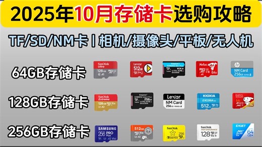 2025年双11内存卡推荐 | 64GB-512GB推荐 | TF卡/SD卡/NM卡！适用于相机/摄像头/平板/无人机/运动相机等！闪迪/三星/金士顿
