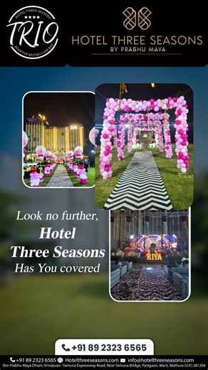 वृंदावन की पवित्र धरती पर, प्यार ने अपना नया सफर शुरू किया। होटल थ्री सीज़न्स — जहाँ हर शादी बनती है एक यादगार कहानी। ✨🌸 [HotelThreeSeasons VrindavanWedding LuxuryStay DestinationWedding LuxuryWedding WeddingVenue DivineCelebration RoyalWedding ShaadiVibes WeddingInVrindavan WeddingDecor LuxuryExperience WeddingCelebration DreamWedding ElegantVenue] | Hotel Three Seasons