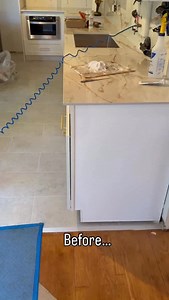 I can’t believe how this turned out 😏 I installed this waterfall countertop edge in my kitchen and I think it looks 10x better than looking at the side of a cabinet. This specific countertop is called @dektonbycosentino and the color is “Awake”. Let me know what you think! #kitchenrenovation #kitchencountertops #waterfallcountertop | Andrew Thron Improvements