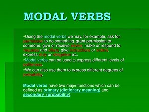 MODAL VERBS - SlideServe