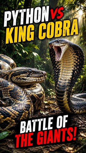 The Python vs The King Cobra: Battle of the Giants #wildlife #wildlifedocumentary #snake #animalfact