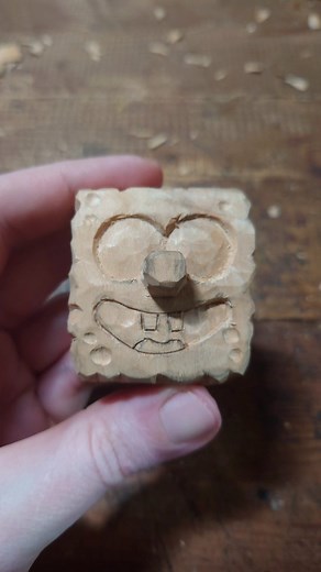 17K views · 146 reactions | Tiny Tim provides a pretty good soundtrack to this stop motion wood carving of SpongeBob. As always it took just over 600 pictures to make this and about 4-5 hours of work. I used just a generic wood carving knife and a few small and cheap chisels. The material is linden wood | Clint Rose Carving | Facebook