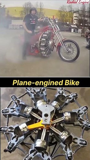 Plane Engine Motorcycle | Insane Radial Aircraft Engine Bike Build & Sound #shorts