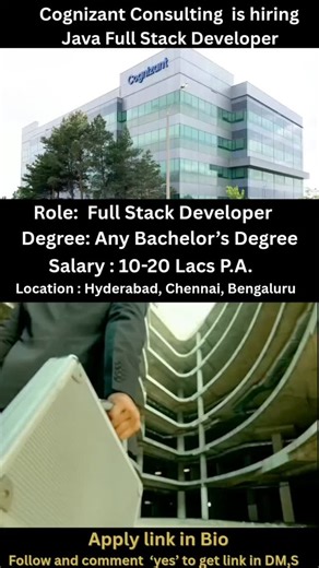 IT Jobs Daily – Freshers to Experts on Instagram: "Walkin_drive_info 📢 cognizant is hiring java full stack Developer ( verified Source) 📍 Hyderabad ,Chennai, Bengaluru 🗓️ 21st December 2025 🕒 9:30 AM- 2:00 PM 🎓 Eligibility UG: Any graduate PG: Any Postgraduate ✔️Fresh graduates can apply 📵Mobile not allowed inside office 📍Venue: cognizant Bengaluru, Hyderabad, Chennai 👉Official Details ( Direct Walk-in. No fees. Always verify before attending.)"