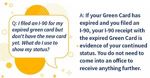 #USCISAnswers: We automatically extend Green Cards for 24 months when lawful permanent residents file Form I-90 to renew an expiring or expired Green Card. Your I-90 receipt with an expired Green Card is evidence of your continued status. More details: https://uscis.gov/newsroom/alerts/uscis-extends-green-card-validity-extension-to-24-months-for-green-card-renewals | U.S. Citizenship and Immigration Services