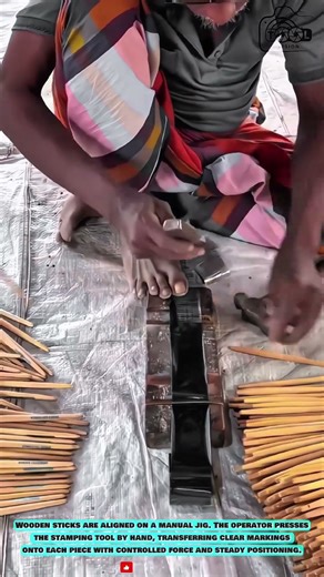 Wooden Stick Stamping Tool: Manual Branding Process for Small Craft Production