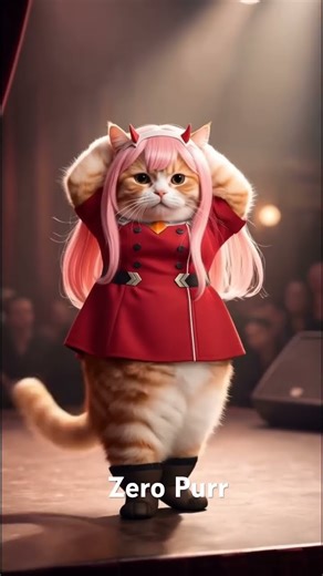 If Zero Two Was a Cat💜#cat #cute #anime #cosplay #ai #zerotwo #yshorts #shorts #fyp #funny