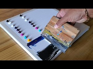 Wow Idea Abstract Painting Using Rubber Squeegee and Acrylics / Satisfying and Easy Technique