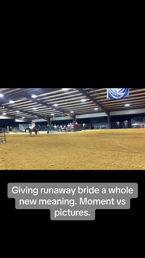 Giving runaway bride a new meaning. #runawaybride #wedding #bride #barrelracer