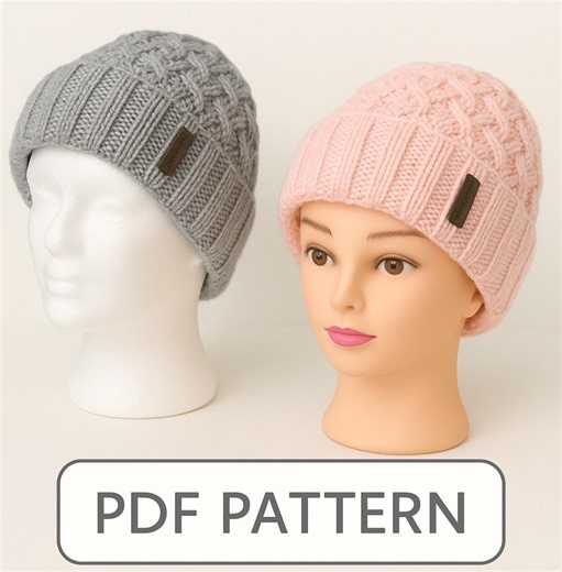 Hat Beanie Double-layer Knitting Pattern - Etsy Australia