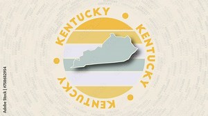 Kentucky logo intro featuring a badge with a circular name and map of the U.S. state. Modern Kentucky round logo animation.