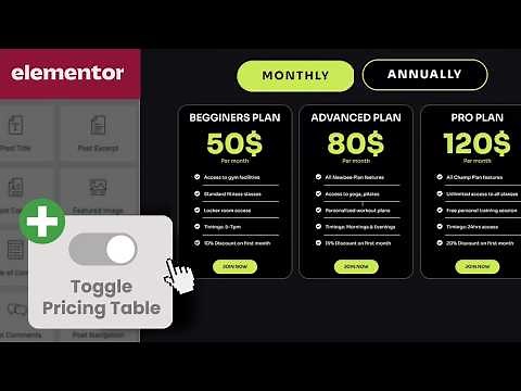 Elementor - Pricing Table with Monthly/Yearly Toggle