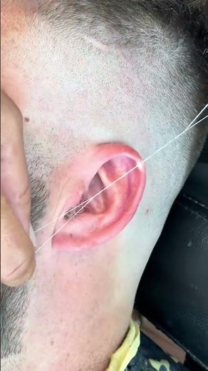 Ear hair removal with thread #asmrbarber #barber