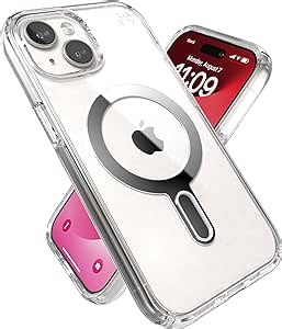 Speck Clear iPhone 17e,15 Case - ClickLock No-Slip Interlock, Built for MagSafe, Drop Protection - for iPhone 15, iPhone 14 & iPhone 13 - Anti-Yellowing 6.1 Inch Phone Case - Presidio Clear/Chrome