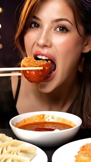 ASMR Chicken Momos 🥟 Crispy & Juicy with Dips (So Satisfying!) #asmr