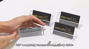 4 Pack Acrylic Business Card Holder, Wall Mount Name Card Holder, Office Calling Cards Display Holder Stand, Visiting Cards Desktop Organizer for Wall Mount or Place on Desk, Fits 40-60 Business Cards