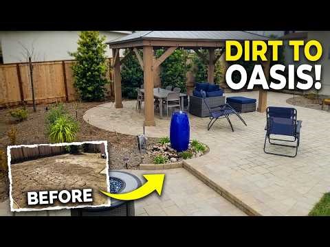 Backyard Makeover: From Dirt Yard to Beautiful Patio & Water Fountain Oasis