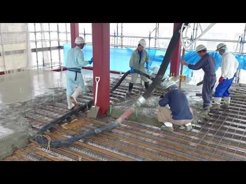 鉄骨住宅2階スラブコンクリート打設、新築は十日町水落住建