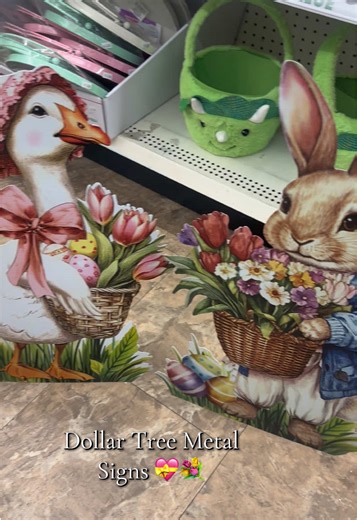 Adorable Dollar Tree Metal Signs for Easter and Valentine's Day