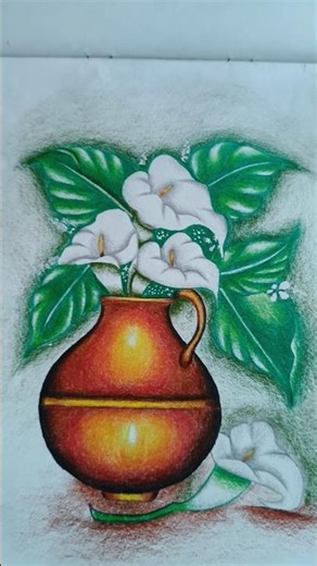 Flower Vase Drawing With Crayon Colour || for beginners