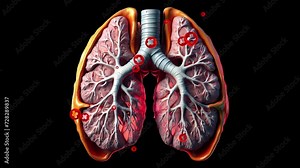 4K Loop Education: Maintaining Lung Health with Lung Images and Health Icon Symbols
