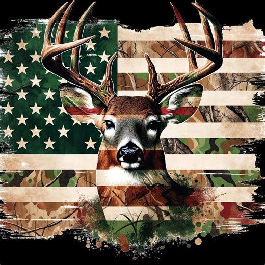 Camo Deer US Flag PNG: Deer Hunting Digital Download - Etsy