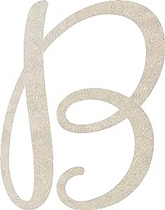 5'' Tall Wooden Script Letter B Unfinished, Paintable Kids Cursive Alphabet Monograming, Love is in The Air Font, DIY