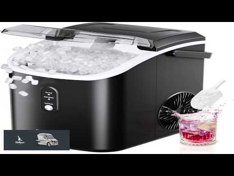 EUHOMY Nugget Ice Maker Countertop with Handle Ready in 6 Mins 34lbs