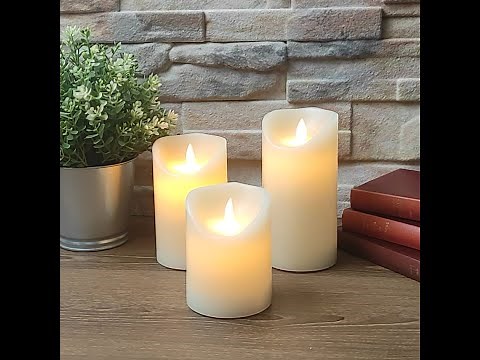 Lot de 3 bougies LED Flamme Vacillante blanc chaud avec Télécommande