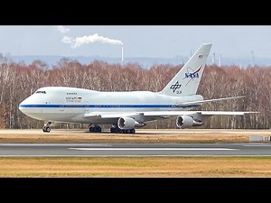 (4K) Very RARE! 44 years old NASA Boeing 747SP powerful take-off from Cologne Bonn airport