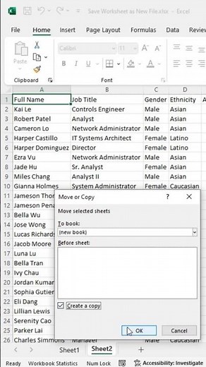 Save Excel Worksheet as New File #ExcelTips