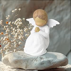 First Communion Gifts for Girls, Christian Baptism Confirmation Gift for Girl Daughter Granddaughter Teen, Resin Catholic Prayer Angels, Hand-Painted Faith Corner Decor