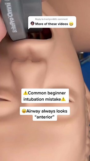 I made this beginner intubation mistake and now i see it as a preceptor all the time! Slow down, visualize the anatomy, and make sure your blade is actually moving the tongue out of the way #crna #anesthesia #rrna #paramedic #respiratorytherapist
