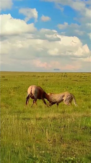 Cheetah Brings Down Topi Antelope After Fierce Struggle!