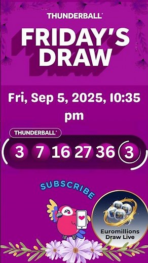 The National Lottery Thunderball draw results from Friday 05 September 2025