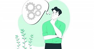 Animated Illustration of a Person Thinking and Generating Ideas
