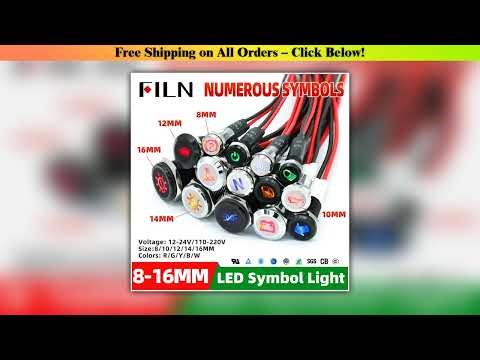 810121416mm Symbol LED Indicator Light 12V 24V Black Metal Indicator Dash Pilot Light with Wire Car