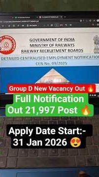 Group D New Vacancy 2026 ! Out 🔥 21,997 Post #groupdnewvacancy2026 #groupdnewvacancy Apply start 😍