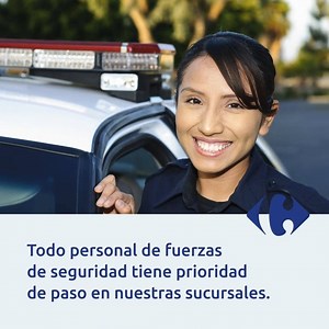 1.4K views · 376 reactions | El tiempo del personal de las fuerzas de seguridad ‍♀️ es muy valioso. Por eso, decidimos darles prioridad para ingresar a nuestras sucursales y para pagar en línea de cajas a quienes presenten su credencial #MásResponsablesQueNunca. Más info en https://bit.ly/35V5zaB | Carrefour | Facebook