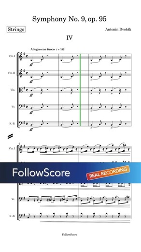 Dvořák – Symphony No. 9 (Strings), 4th Movement, Op. 95 "New World" | Sheet Music & Real Recording